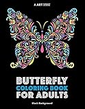 Butterfly Coloring Book For Adults: Black Background
