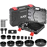 KATA Hole Saw Set 20PCS Hole Saw Kit with 3/4'-6'(19-152mm) 13PCS Saw Blades,2 Mandrels,3 Drill Bits,1 Installation Plate,1 Hex Key,Ideal for Soft Wood,Plywood,Drywall,PVC