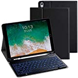 iPad Keyboard Case for Air 3rd Gen 10.5' (2019), iPad Pro 10.5' (2017) VOWUBO Magnetically Detachable Wireless Bluetooth Keyboard, Smart Keyboard Case with Back-lit and Pencil Holder(Black)