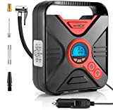 WindGallop Digital Car Tire Inflator Portable Air Compressor for Car Tires 12v Car Air Pump Tire Pump with Pressure Gauge LED Light Valve Adaptors for Bike Automobiles Basketball Pool Toys (Red)
