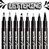 dainayw Calligraphy Brush Pen, Hand Lettering Pens, 8 Size Black Markers Set for Artist Sketch, Technical, Beginners Writing, Art Drawings, Signature, Water Color Illustrations, Journaling