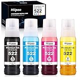 Hiipoo Compatible Refill Ink Bottle Replacement for 522 T522 502 T502 Works for EcoTank ET-2720 ET-2760 ET-2800 ET-4700 ET-2803 ET-2750 ET-3750 ET-4750 ET-3760 ET-4760 ET-2700 Printer