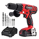 Cordless Drill - PowerSmart 1/2 Inch Drill, 400 In-lbs Torque, 20V Battery with Fast Charger, Power Drill Cordless for Concrete Wall, Wood, Metal