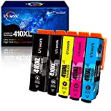 Uniwork Remanufactured Ink Cartridge Replacement for Epson 410XL 410 XL T410XL use for Expression XP-830 XP-640 XP-7100 XP-630 XP-530 XP-635 Printer tray (Latest Upgraded Chip, 5 Pack)