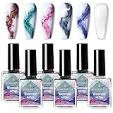 BORN PRETTY Marble Nail Polish Blooming Watercolor Nail Polish Marble Ink For Nails Flower Marble Autumn Fall Winter Manicure Design Blossom Polish Nail Ink Manicuring Kit Nail Varnish 15ML 6PCS