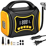 Tire Inflator Portable Air Compressor, 12V DC/110V AC Dual Power Tire Pump, Electric Air Pump with Digital Pressure Gauge, Auto Shut Off. 150PSI Air Compressor for Car Tires,Bike, Motorcycle,Ball