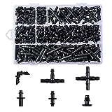 280 Pcs Barbed Connectors Irrigation Fittings Kit,Drip Irrigation Barbed Connectors 1/4''Tubing Fittings Kit for Flower Pot Garden Lawn(Straight Barbs,Single Barbs,Tees,Elbows,End Plug,4-Way Coupling)