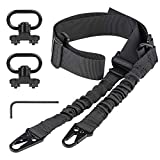CVLIFE Rifle Sling 2 Point Sling Adjustable Length with 2 Pack Sling Swivels Mount Black