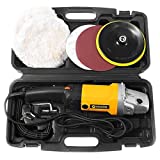 Goplus Electric Car Polisher Variable 6-Speed Rotary Polisher 7' Buffer Sander w/Bonnet Pad, 10Amp, 600-3,100RPM