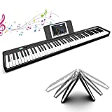 Fverey Folding Piano Keyboard 88 Key Full Size Semi-Weighted Foldable Piano,Bluetooth Portable Electric Piano with Sheet Music Stand,Sustain Pedal,Handbag & Piano App-Portable for Beginners.