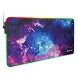ENHANCE XXL LED Gaming Mouse Pad - 2XL Keyboard Desk Mat with 7 RGB Colors, 3 Color Modes, Water-Resistant Tracking Surface, Non-Slip Rubber Base (Galaxy) - Extended Mousepad - 32 x 14 inches