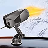 Portable Car Heater Car Defroste Automobile Windscreen Fan 150W 12V Windshield De-Icers Fast Heating & Cooling Fan Cars 2 in 1 Defogger Plug in Cigarette Lighter with Suction Holder,Black