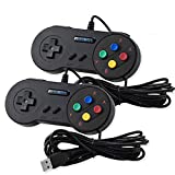 Exlene® Usb Controller Gamepads Joystick 10ft/3m (2pack),Usb Snes Controller Super Snes Classic Controller for PC Windows Ubuntu Raspberry Pi 3 Retropie Sega Genesis (Black)