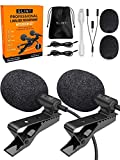 SLINT Lapel Microphone 2 Pack- Clip-On Microphones with Omnidirectional Condenser - Lavalier Lapel Mic Compatible with Android, GoPro, DSLR - Lav Mic for YouTube Recording