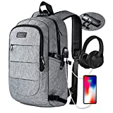 Laptop Backpack for unisex,Anti Theft Water Resistant Travel Work Backpack with USB Charging and Lock 15.6 Inch Computer Bag, Grey