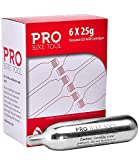 25g Threaded CO2 Cartridges, 6 Pack- for CO2 Bike Tire Inflators with Threaded Connection - Quick Air Refill for High Volume Bicycle Tires - Cartridge for CO2 Pump - Road, Mountain or Fat Bikes