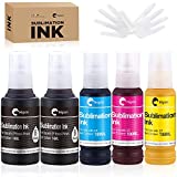 Hiipoo 580ML Sublimation Ink for EcoTank Supertank Inkjet Printer ET-2400 ET-2720 ET-2760 ET-2800 ET-2803 ET-2850 ET-3760 ET-4800 ET-15000 Heat Press Transfer on T-Shirt (Autofill/ICC-Free/Anti-UV)