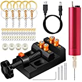 Electric Resin Drill Set,Pin Vise for Resin Molds Jewelry Casting, YASPIT Anti-Skid Drill Press Vise, 210 PCS Keychain making Supplies, Precision Hand Drill Kit for DIY Resin Keychains Jewelry Making