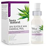 InstaNatural 30% Glycolic Acid AHA BHA Chemical Peel, Glycolic Acid Peel with Vitamin C, Lactic Acid, Hyaluronic Acid and Salicylic Acid, BHA Chemical Exfoliant for Face