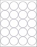 Laser / Ink Jet White Labels (2' Round for Printing with NO BLEED - 20 Per Page | 500 Labels)