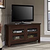 Walker Edison Modern Farmhouse Wood Corner Universal TV Stand for TV's up to 50' Flat Screen Living Room Storage Entertainment Center, 44 Inch, Traditional Brown