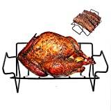 BBQ V-Shaped Rib Rack For Smoking and Grilling Turkey Roasting Rack For Large Big Green Egg,Kamado Grill Joe,Primo,Vision, Kamado Ceramic Grills Indoor Ovens Egg Accessories Roasting True Rack