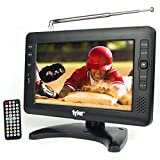 Tyler 9' Portable TV LCD Monitor Rechargeable Battery Powered Wireless Capability HD-TV, USB, SD Card, AC/DC, Remote Control Built in Stand Small for Car Kids Travel