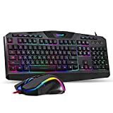 Redragon S101-BB PC Gaming Keyboard Mouse Combo RGB LED Backlit Wired with Macro & Multimedia Keys, 8 Buttons RGB Backlit Mouse 7200 DPI for Windows Computer Gamers (Gaming Mouse and Keyboard Set)