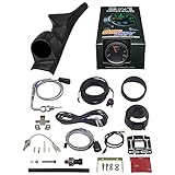 GlowShift 3in1 Diesel Gauge Package Compatible with Ford F-Series F-250 F-350 7.3L Power Stroke 1992-1997 - 60mm Black Dial 35 PSI Boost w/ Digital EGT & Temp Readings - Black Single Pillar Pod