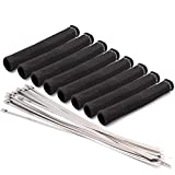 Fuzbaxy 8PCS Spark Plug Wire Boots 6 inches 2500° Heat Shield Protector Sleeve with 16pcs Stainless Steel Wire Ties(Black)