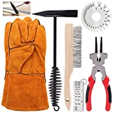 Hilitchi 6Pcs Welding Slag Removal Tool Set, 8inch Welding Pliers, Welding Chipping Hammer, Wire Brush Wire Scratch Brush and 2 Stainless Steel Metal Sheet Thickness Gauges