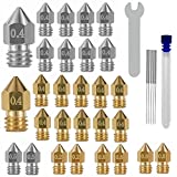 32PCS Mk8 Nozzles 3D Printer Extruder Nozzles Hardened Steel, Stainless Steel, Brass High Temperature Pointed Wear Resistant Nozzle 0.4mm,Compatible with CR-10, Ender 3/ V2 Ender3 pro,Prusa i3