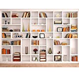 Maijoeyy 7x5ft White Bookshelf Backdrop Bookcase Backdrops Office Backdrop Video Conference Zoom Backdrop Home Office Decoration Zoom Backdrops for Photography