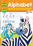 School Zone - Alphabet Writing & Drawing Tablet Workbook - 96 Pages, Ages 3 to 7, Preschool, Kindergarten, 1st Grade, Ruled Lined Paper, Letters, Tracing, Stickers, and More (Easy-Tear Top Bound Pad)