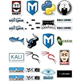 20 Pcs Stickers Pack Kali Colorful Linux Waterproof Aesthetic Vinyl Laptop Water Bottle Bumper Car Bike Luggage Guitar Skateboard, White, 2.1 x 2.1 inch