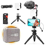 USKEYVISION Smartphone Vlog Microphone Video Kit for iPhone 14/13/12 Mini/Pro/Max, Android Smartphone & Camera w/Metal Microphone Light Combo for YouTube Tiktok Live Steam (Vlog K2)
