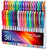 TANMIT Gel Pens, 36 Colors Gel Pens Set for Adult Coloring Books, Colored Gel Marker with 40% More Ink, Great for Kids Adult Doodling Scrapbooking Drawing