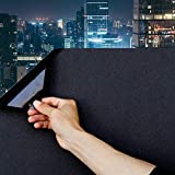 Static Cling Total Blackout Window Film 100% UV Blocking Window Darkening Film Black Opaque Privacy Window Tint Removable Plastic Glass Covering(17.7x78.7 inches)