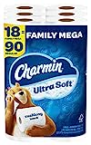Charmin Ultra Soft Cushiony Touch Toilet Paper, 18 Family Mega Rolls = 90 Regular Rolls