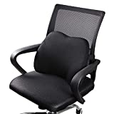 Dreamer Car Lumbar Support Pillow for Office Chair for Lower Back Pain - Mini Office Chair Back Support with Strap for Lower Open Back Chair etc - Memory Foam Back Support Office Chair,Black