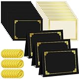72 Pcs Certificate Kit Includes 24 Pcs Certificate Holders 24 Pcs Certificate Papers 24 Pcs Gold Foil Award Seals Stickers Diploma Covers Graduation Competition Supplies(Black)