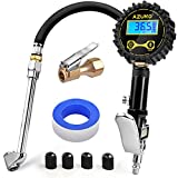 AZUNO Digital Tire Inflator with Pressure Gauge, 200 PSI, Heavy Duty Air Compressor Accessories, w/Rubber Hose Lock on Air Chuck and Quick Connect Coupler