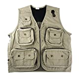 FoRapid Safari Photo Vest Photography Travel Hiking Fishing Camping Hunting Journalist Director Video Vest -1 Hook Mesh Liner Foldable Back 15 Quick Access Pocket-Lenses Camera Phone Map etc-XL