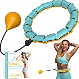 UNIKOST Smart Weighted Infinity Hula Hoop Trainer - Adjustable Fitness Hoop for Adults, Men & Women Weight Loss - At-Home Workout Equipment, Core & Abs Exercise, 24 Knots, Plus Size 136 cm Yellow Blue