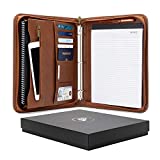 Forevermore Portfolios Portfolio Organizer - 1.5' Ring Binder with Notepad - Zippered Storage Pouch for Papers, Travel Documents, Presentation Folder with Pockets for Card, Passport, Tickets - Brown