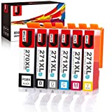JetSir Compatible Ink Cartridges Replacement for Canon 270 271 XL 6 Color High Yield (PGBK/Black/Cyan/Magenta/Yellow/Gray), Worked with Canon Pixma MG7720 TS9020 TS8020 Printer