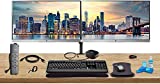HP Home Office Bundle with 2 x E223 22' Monitors (HDMI, DisplayPort) USB-C Dock - Dual Monitor Stand - Wireless Keyboard and Mouse, Gel Wrist Pad - Surge Protector - 32GB USB Drive and More