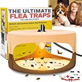 Flea Trap Indoor, Sticky Dome Flea Trap with 2 Glue Discs Odorless Non-Toxic Natural Flea Killer Trap Pad Bed Bug Trap Light Bulb Pest Control for Home House Inside, Safe for Children Pet Dog Cat