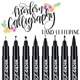 Dyvicl Hand Lettering Pens, Calligraphy Brush Pens Art Markers for Beginners Writing, Sketching, Art Drawing, Illustration, Scrapbooking, Journaling, Black Ink Pen Set, 8 Sizes