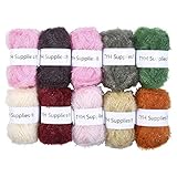 TYH Supplies 10 Skeins Scrubber Sparkle Yarn - 100% Polyester Material for Crocheting, Knitting, and Dishwashing - 66 Yard per Skein Exclusive from The MK Collection
